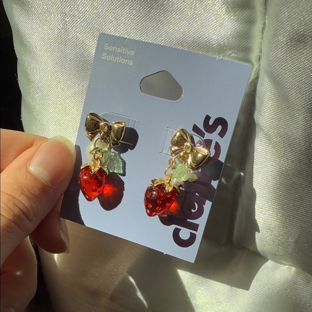 Claire's Gold and Red Strawberry Earrings